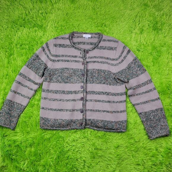 Christopher & Banks Green Brown Grunge Fairy Knit Button Up Sweater Cardigan, L - Picture 5 of 5